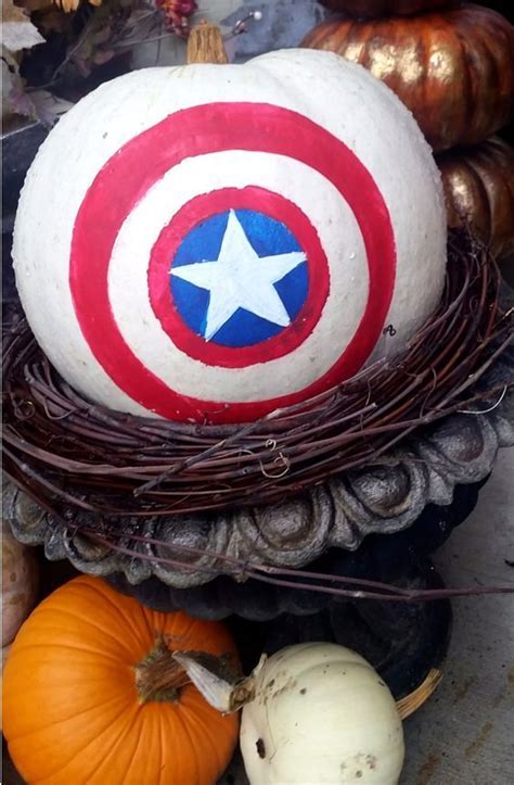 Captain America Painted Pumpkin Is An Easy Craft No Carve Pumpkin