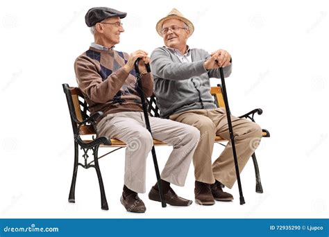 Deux Hommes Pluss âgé Parlant Entre Eux Photo Stock Image Du Sourire
