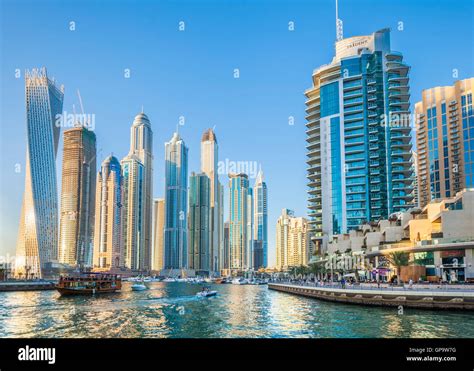 Dubai Marina Skyline And Harbour Dubai City United Arab Emirates Uae