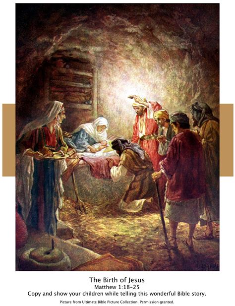 Bible Story Picture Of The Birth Of Jesus From Matthew 118 25 Copy
