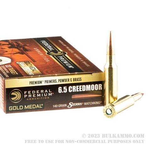 20 Rounds Of Bulk 65 Creedmoor Ammo By Federal 140gr Matchking Hpbt