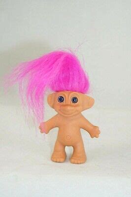 Vintage Troll Doll Toy Nude Blue Eyes Pink Hair 2 1 2 Made In Korea EBay