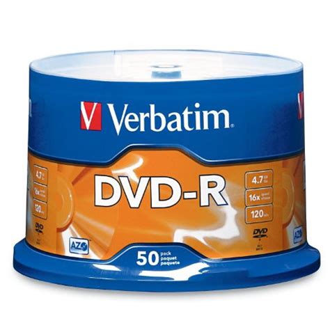 Verbatim 4 7 Gb Up To 16x Branded Recordable Disc Azo Dvd R 50 Disc Spindle 95101 Erics