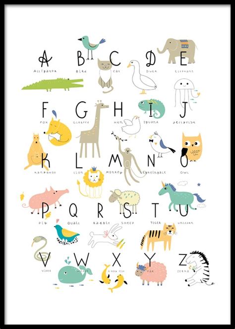 Animal Alphabet Poster Educative Poster For Kids Post
