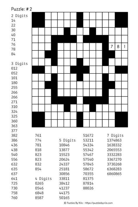 Free Downloadable Number Fill In Puzzle 001 Get Yours Now