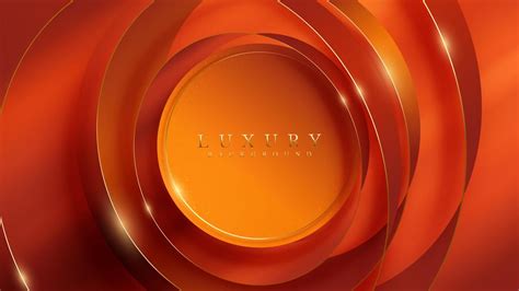 Orange Luxury Background With Circle Frame Decoration And Golden 3d
