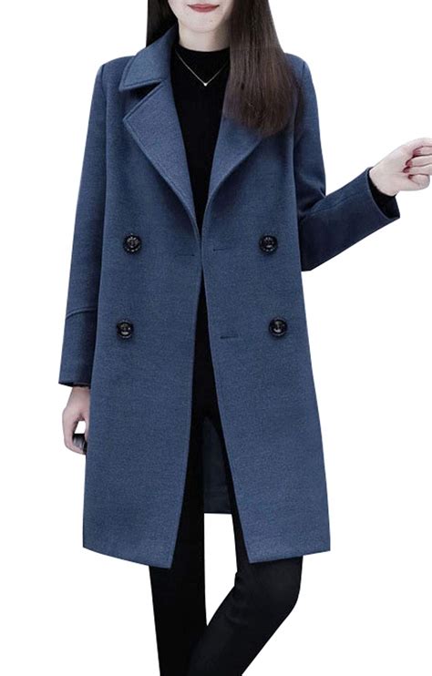 Chouyatou Women S Basic Essential Double Breasted Mid Long Wool Blend Pea Coat Women Product