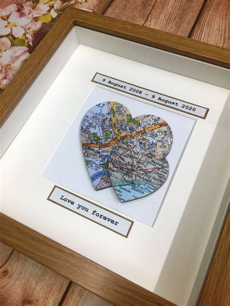 Personalised Map Frame T Any Two Custom Locations Etsy