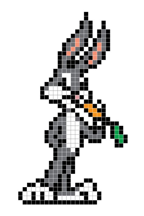 Easy Pixel Art Pixel Art Grid Cool Pixel Art Bugs Bunny Fuse Beads My
