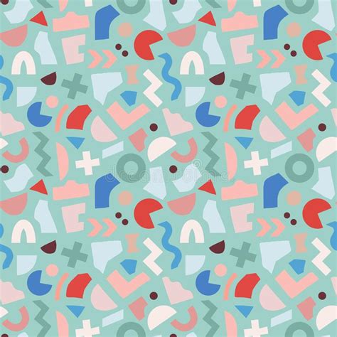 Vector Seamless Pattern With Multicolor Geometric Shapes Hipster