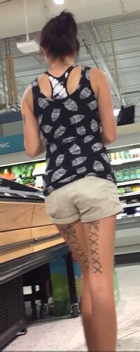 Skinny Girl With Leg Tats At The Market Short Shorts And Volleyball Forum