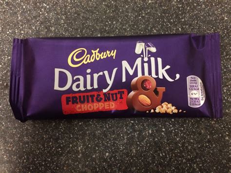 Cadbury dairy milk chocolate bar, 3.5oz, fruit & nut. A Review A Day: Today's Review: Cadbury Dairy Milk Fruit ...