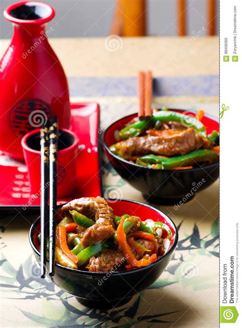 Ginger Flavored Beef And Vegetable Stir Fry Stock Photo Image Of