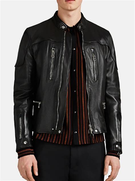 Mens Leather Moto Jacket