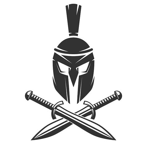 Premium Vector Spartan Helmet With Crossed Swords