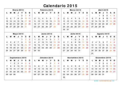 Calendario 2015 Para Imprimir Gratis