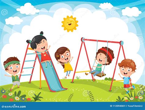 Vector Illustration Of Kids Playing Stock Vector Illustration Of