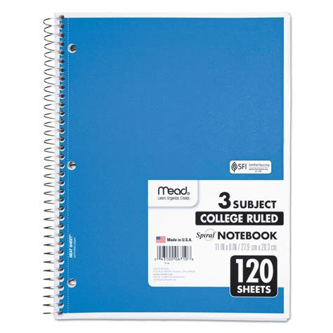Mead Spiral Notebook 3 Subject Mediumcollege Rule Randomly Assorted
