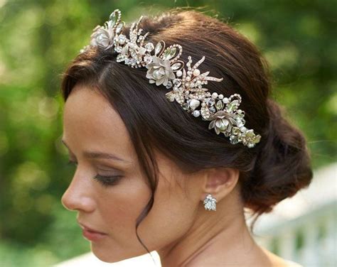 Rhinestone And Pearl Wedding Tiara Bridal Hair Accessory Pearl Etsy Wedding Tiara Bridal