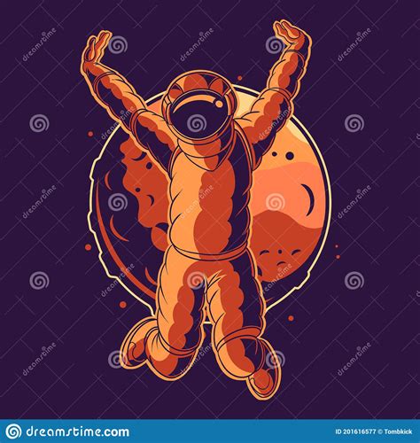 Astronaut Jump Celebration On Space With Moon Background Vector