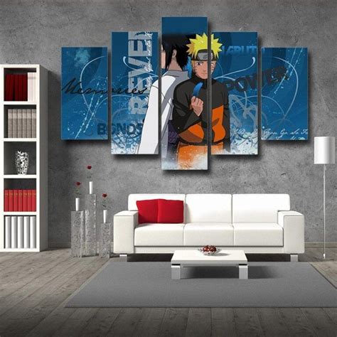 Naruto And Sasuke Two Sides Blue Amazing 5pcs Canvas Print Saiyan Stuff