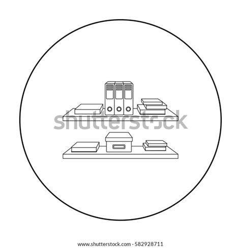 Office Shelves File Folders Icon Outline Stock Vector Royalty Free