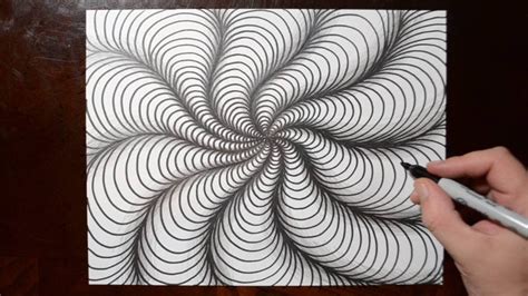 Even the most complex patterns start out easy. How to Draw Curved Line Illusions - Spiral Sketch Pattern ...