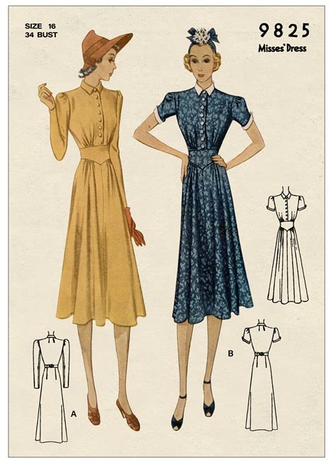 1930s Button Front Tea Dress Sewing Pattern My Vintage Wish