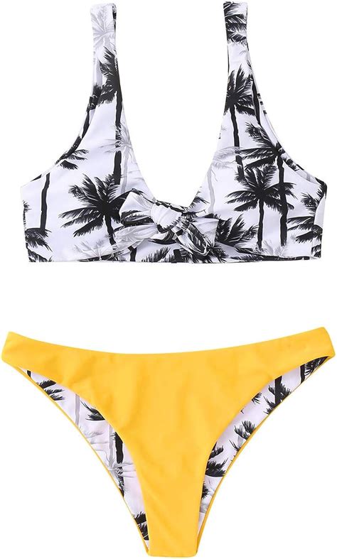 Duoze Womens Sexy Swimsuits Bikini Set Front Tie 2 Piece Printed Beach Wear Bathing Suit