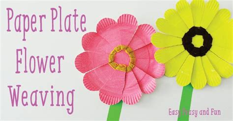How make paper plate flowers. Paper Plate Flower Weaving - Easy Peasy and Fun