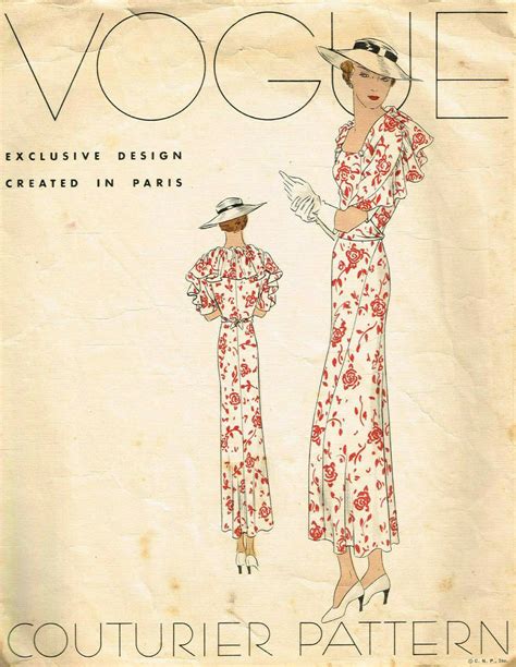 1930s Vintage Vogue Sewing Pattern B34 Dress 1953 By Vogue 298 The