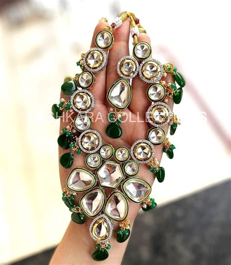 Isha Emerald Green Sabyasachi Inspired Necklace Fusion Indian Necklace