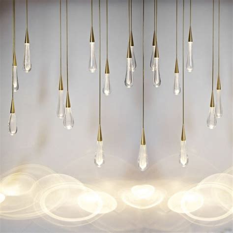 Gold Water Drop Crystal Creative Pendant Light European Style Luxury