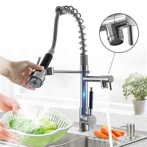 Brushed nickel, chrome, and oil. TAPCET Kitchen Faucet Single Handle Pull Down Sprayer Sink ...