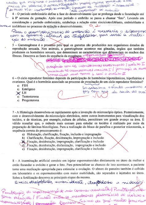 Prova De Biologia Histologia Embriologia Biologia Histologia E The