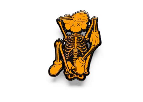 Kaws Ngv Companion Skeleton Pin Orange Kickstw