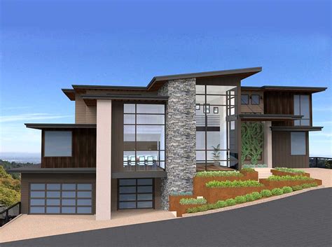 Open floor plans are a signature characteristic of this style. Exclusive and Unique Modern House Plan - 85152MS ...