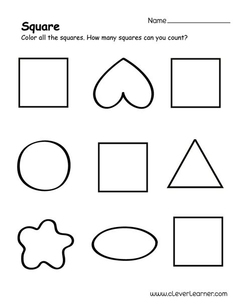 Square Worksheet For Preschool