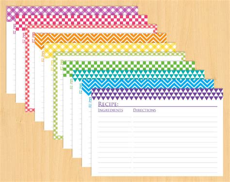 rainbow printable recipe card collection  printable