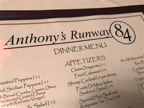 Anthonys Runway 84 Fort Lauderdale Menu Prices And Restaurant