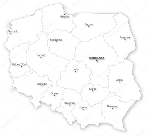Mapa vectorial de Polonia con voivodatos. 2022
