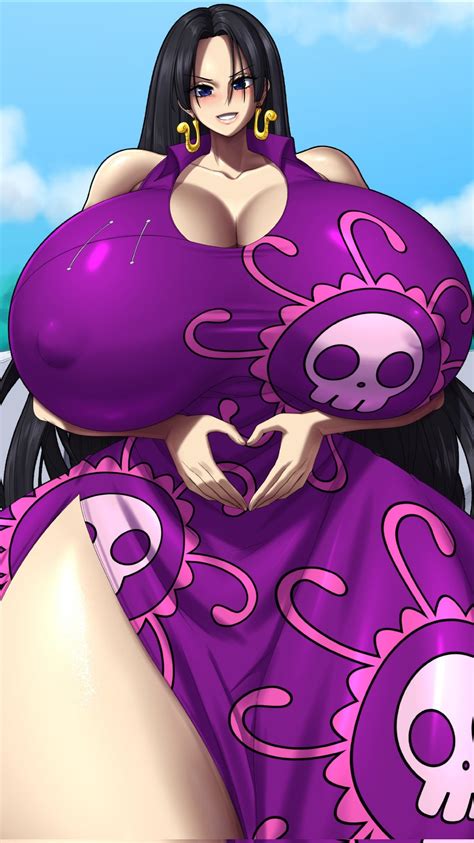 Rule 34 1girls Anime Big Breasts Black Hair Blue Eyes Blush Blushing At Viewer Boa Hancock