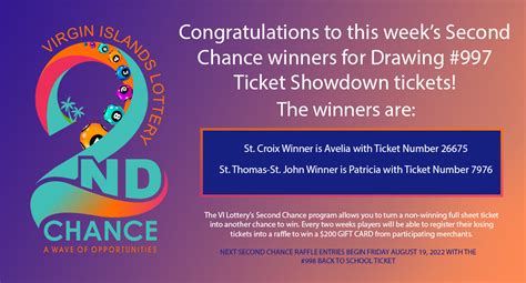 Virgin Islands Lottery Congratulations To This Weeks Second Chance