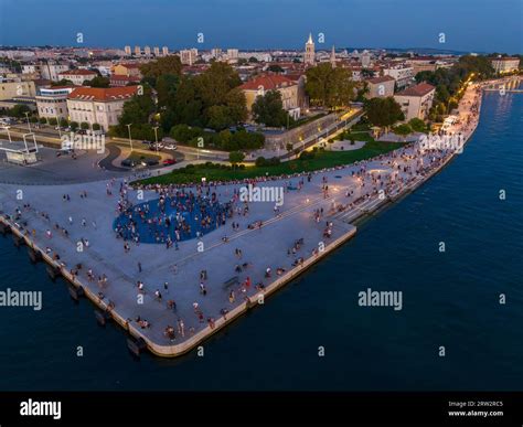 Aerial View Of The Sea Organs And Sun Salutation In Zadar City Croatia