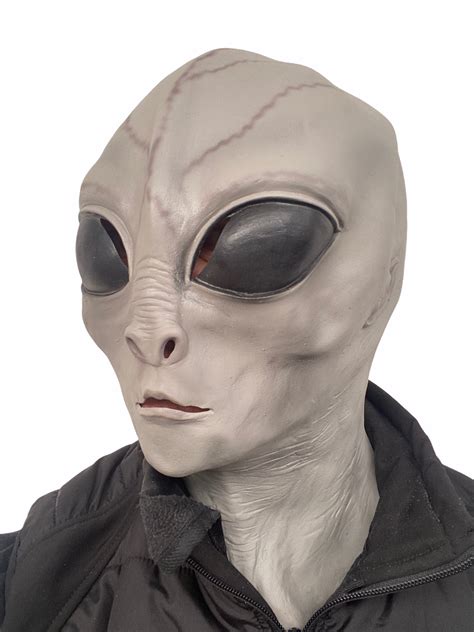 Grey Alien Mask Ufo Extra Terrestrial Roswell Costume Spaceman Horror