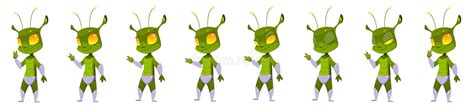 Cartoon Alien Character Animation Sprite Sheet Stock Vector