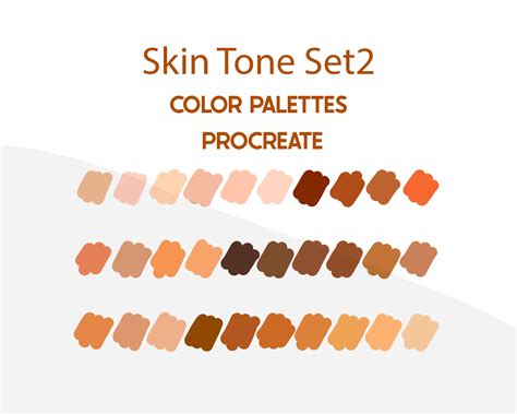 Basic Skin Tones Procreate Color Palette Color Swatches Etsy In