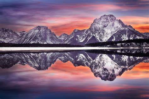 Nature Landscape Clouds Sky Mountain Snow Sunset Water