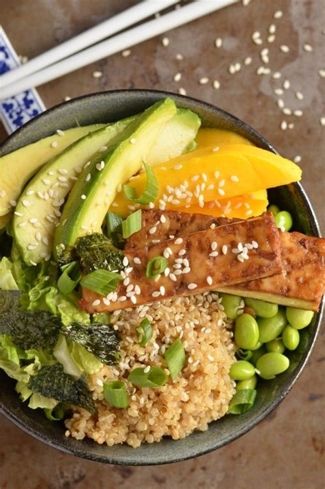 Quinoa Sushi Bowl With Baked Tofu Recipe Tasty Vegetarian Recipes