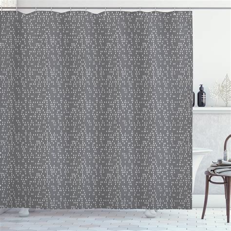 Abstract Shower Curtain Geometric Pattern Of Small Triangles Over Grey
